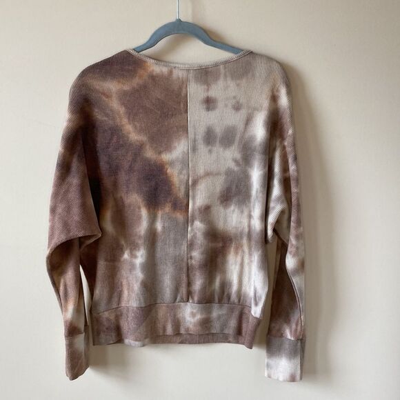 Lulu's Cool Touch Brown Tie-Dye Long Sleeve Thermal Top Medium - Picture 4 of 9